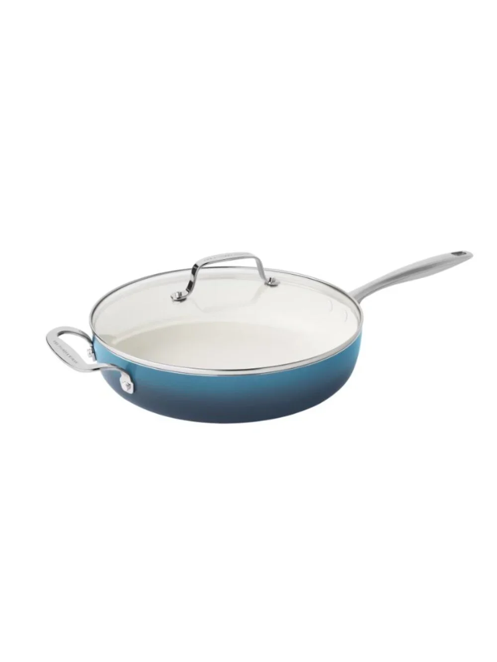 The Pioneer Woman Home Denim Blue Harlow 15-Piece Ceramic Nonstick Cookware Set